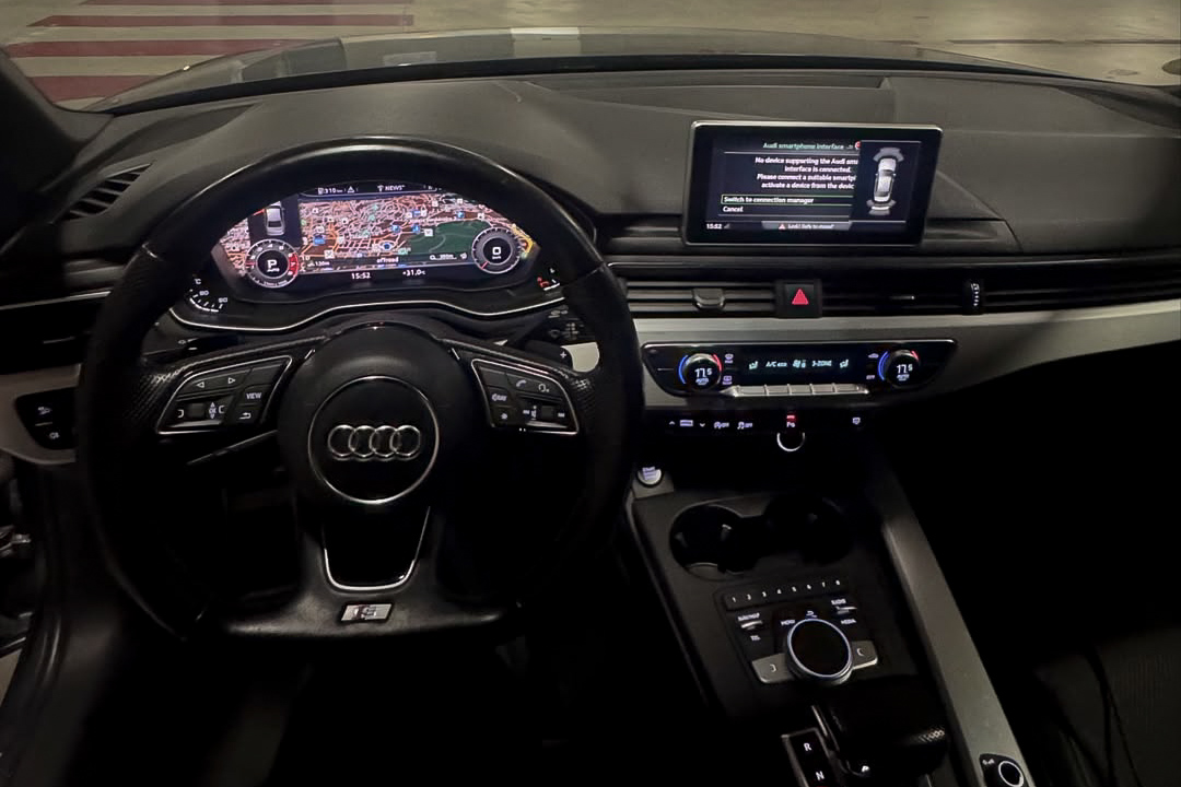 Interior view of Audi A4 rental car