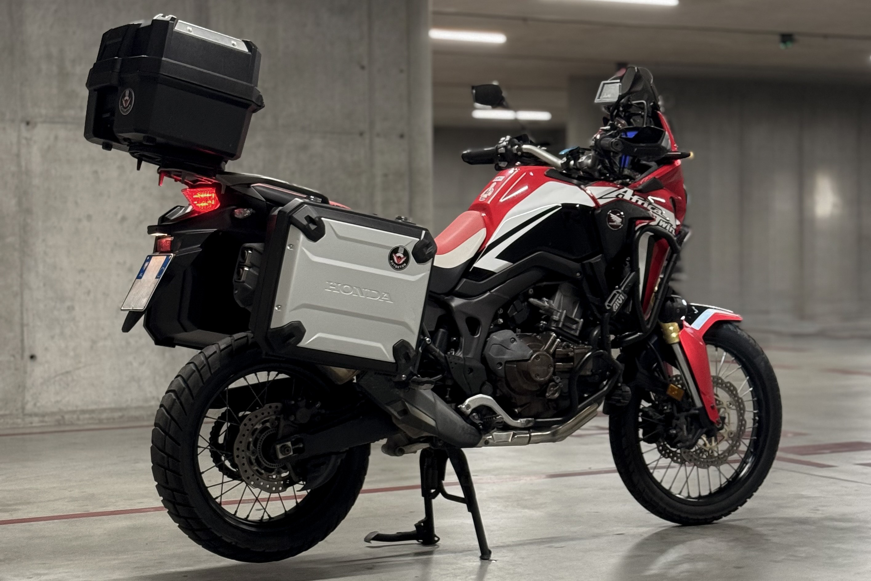 Rear view of Honda CRF1000L Africa Twin motorcycle rental