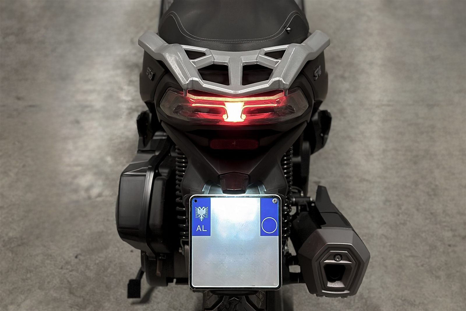 Rear view of Voge SR1 125 scooter rental